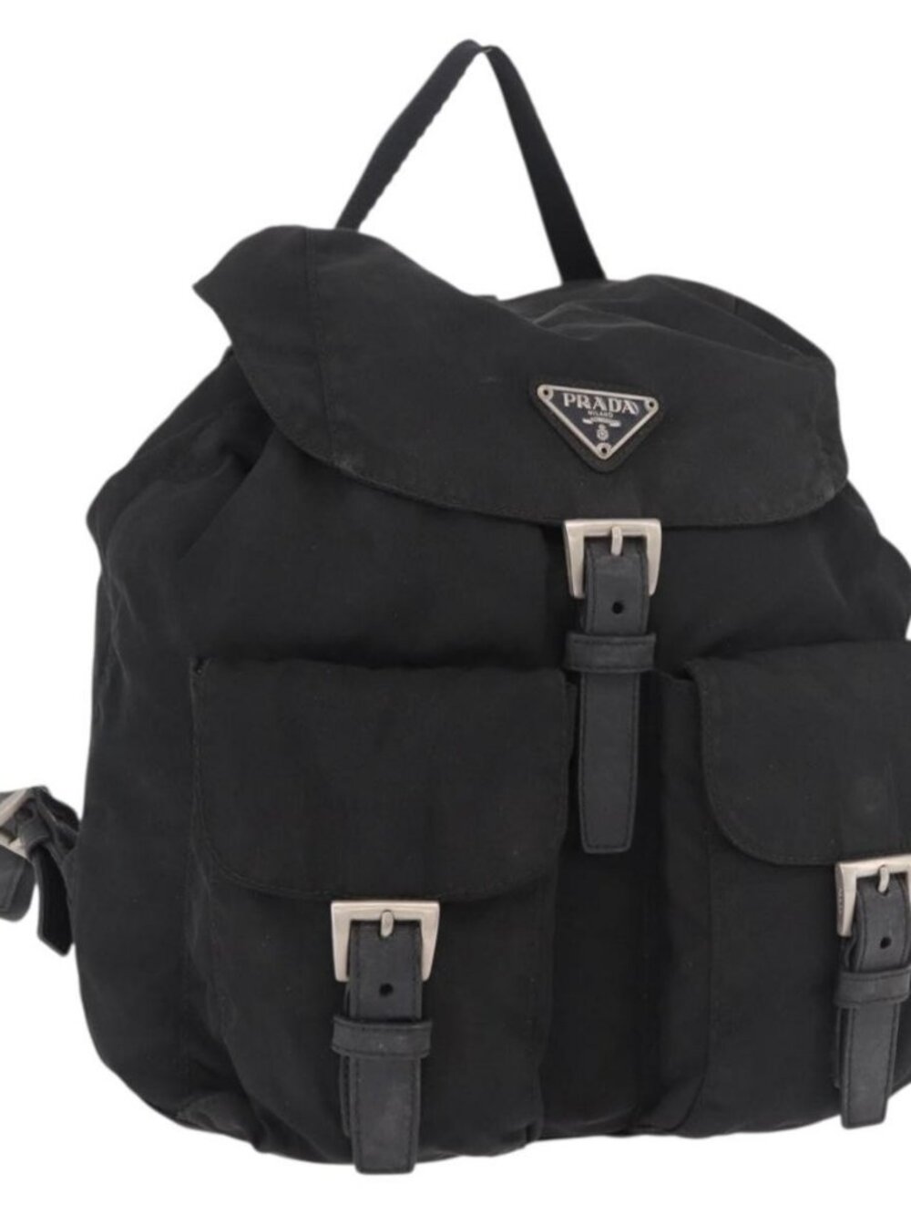 PRADA Backpack Nylon Black Silver Auth 179537
